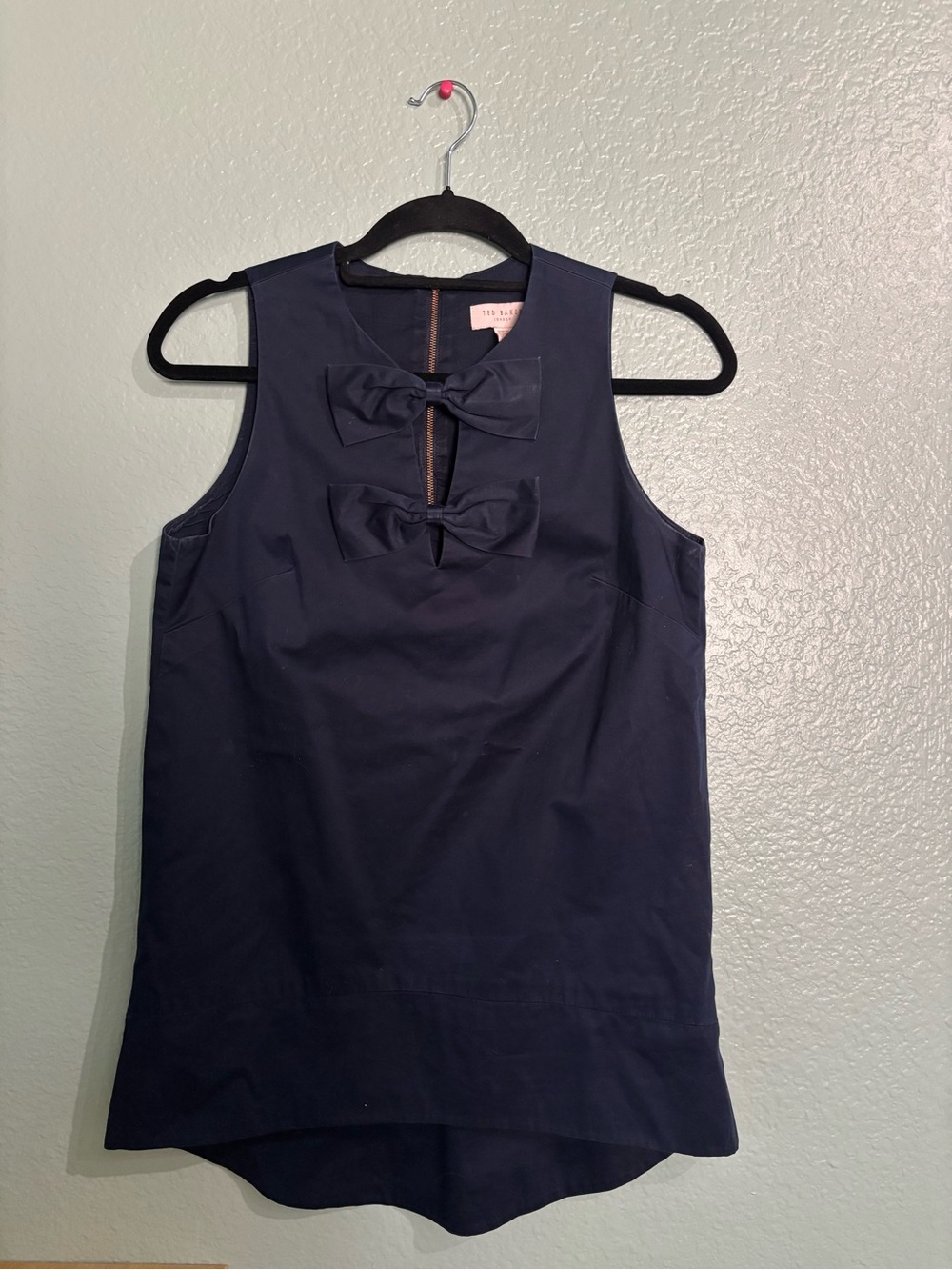 Ted Baker Navy Sleeveless Top with Front Bow Detail